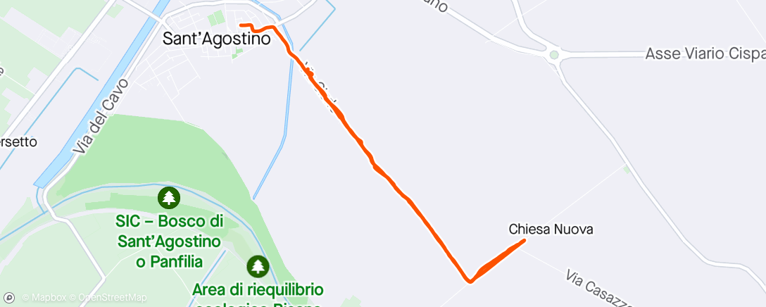 Map of the activity, 2x [ 4x200 r30" + 2x400 r1' + 800 r2' ]