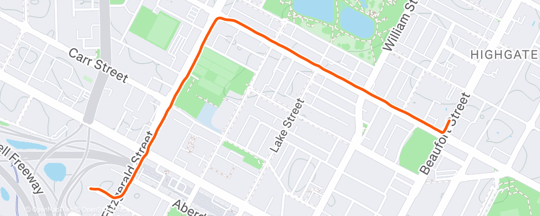 Map of the activity, Course à pied le midi