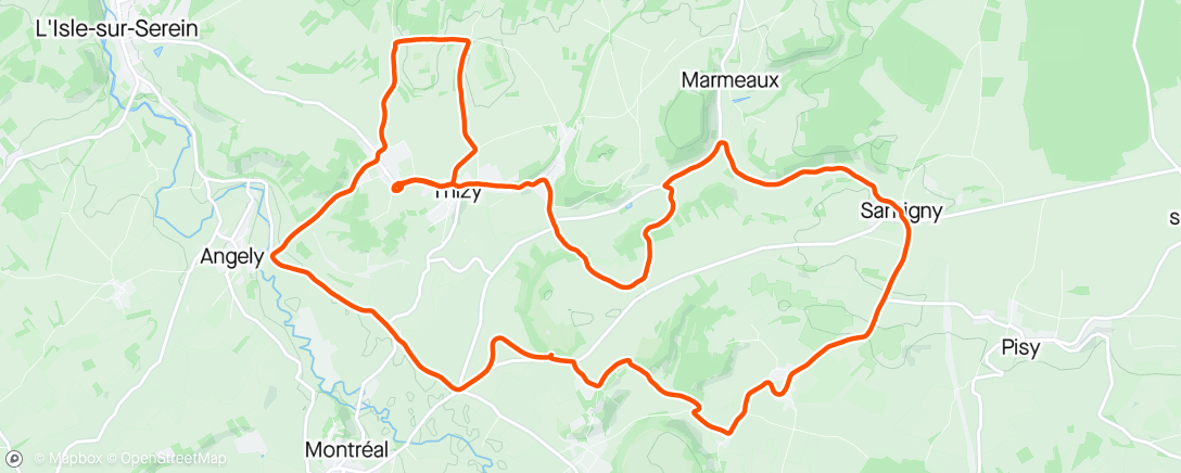 Map of the activity, Course à pied le midi (424d+)