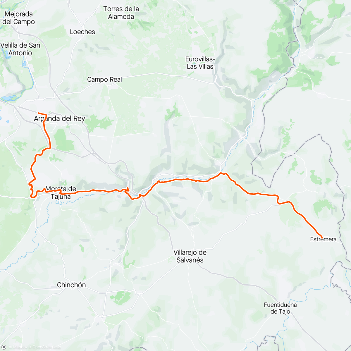 Map of the activity, Arganda - Estremera (Camino a Uclés) Etapa II