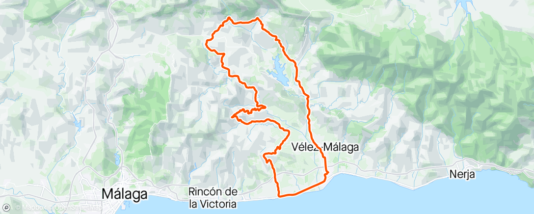Map of the activity, Periana - Riogordo - Benamargosa - Cutar - Benamocarra - Iznate - Torre del Mar