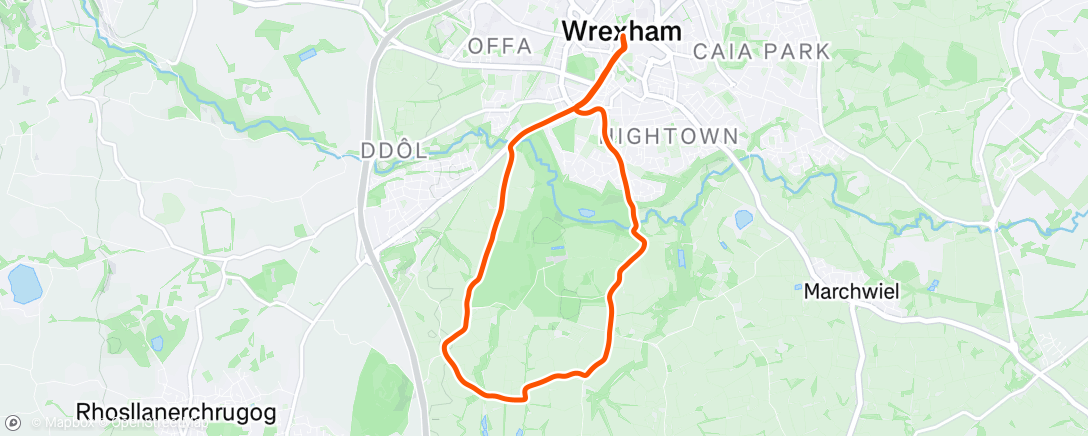 Map of the activity, Wrexham 10k- 6th place