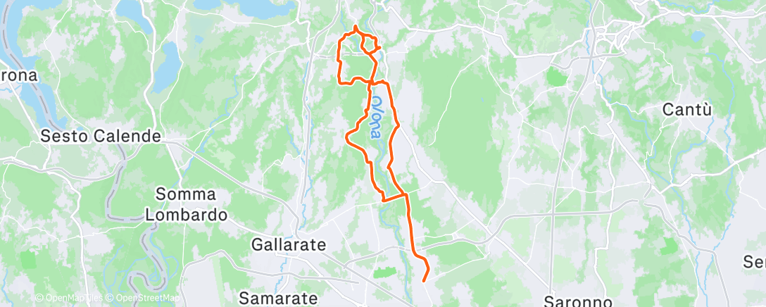 Map of the activity, Pedalata mattutina