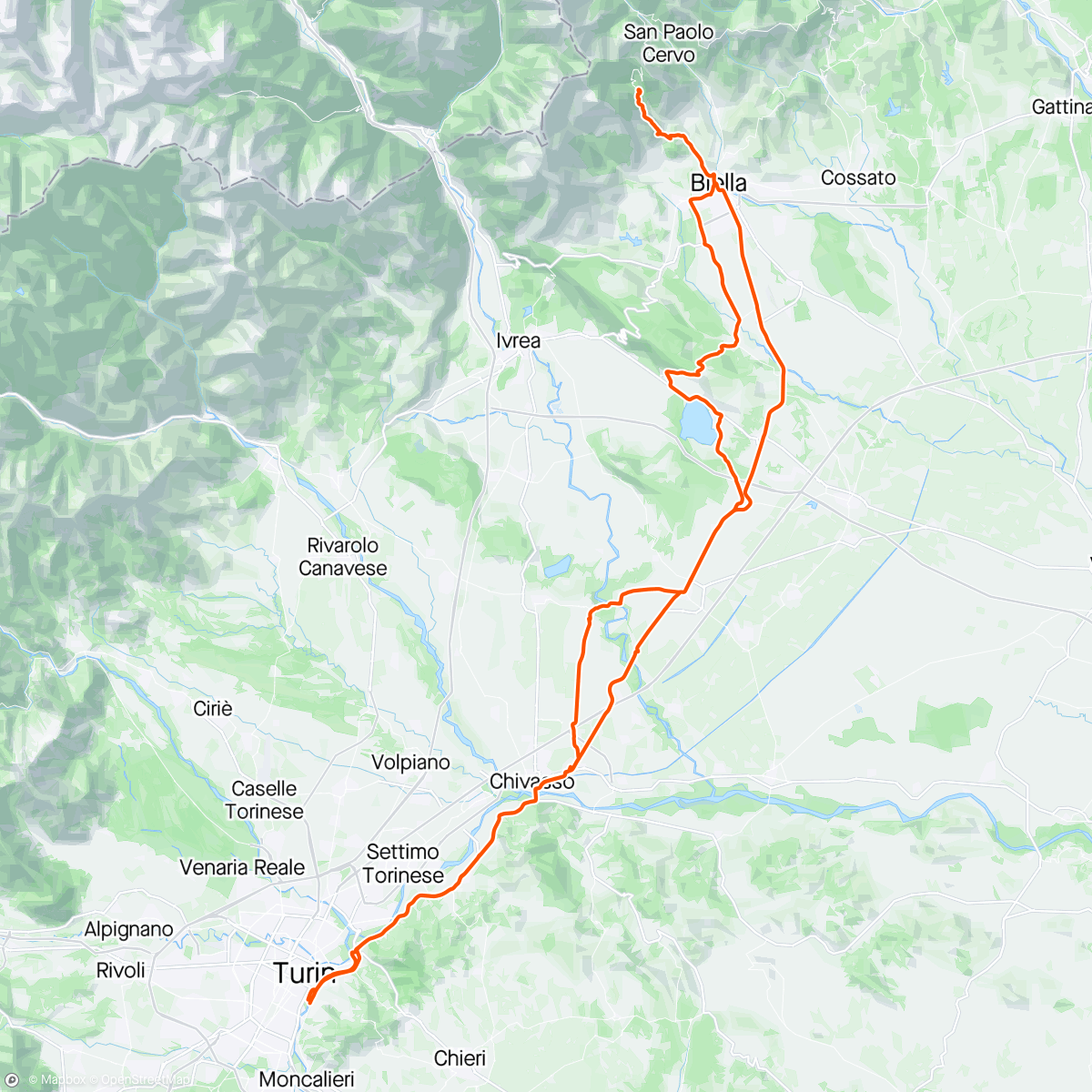 Map of the activity, Giro mattutino a Oropa