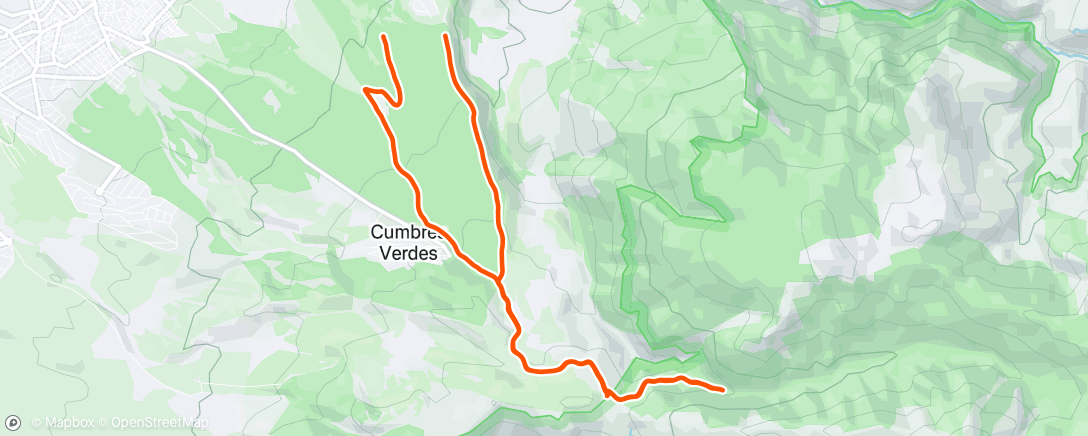 Map of the activity, Bicicleta de montaña por la tarde