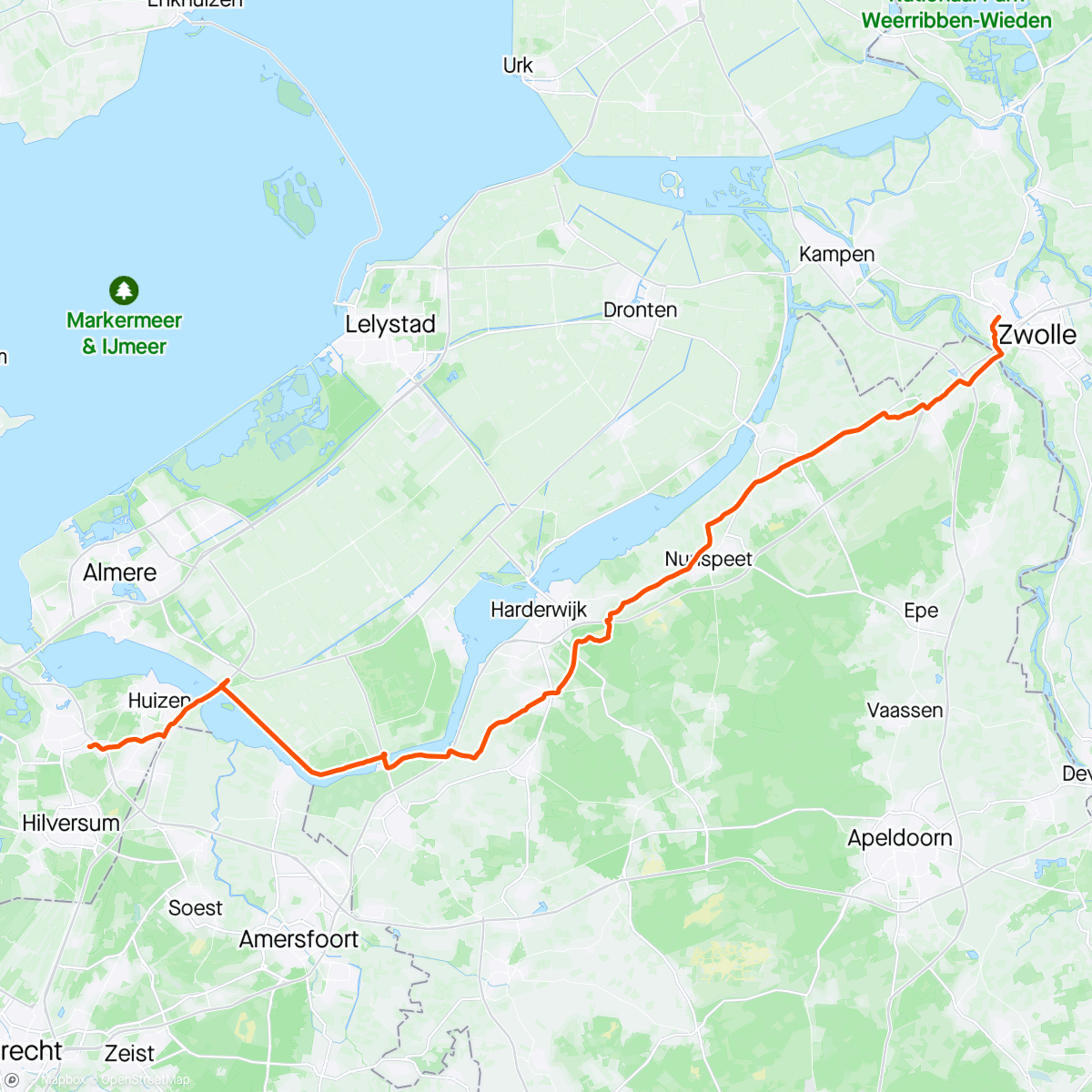 Map of the activity, Day 3: 'Recovery' Ride back home after The Green Divide 😅