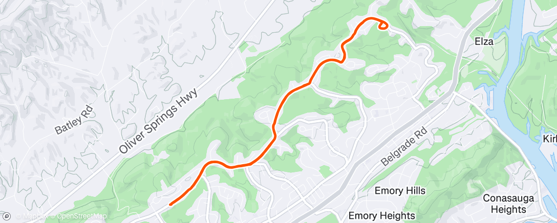 Map of the activity, Evening Run