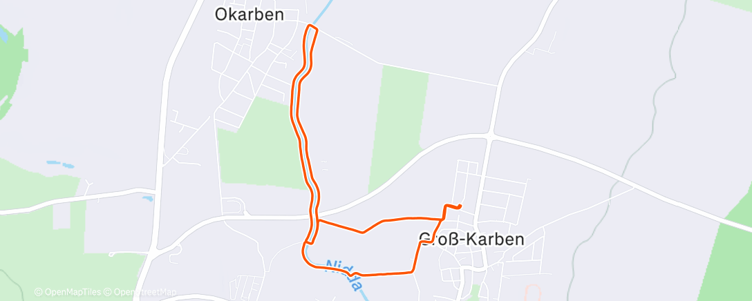 Map of the activity, Afternoon Run