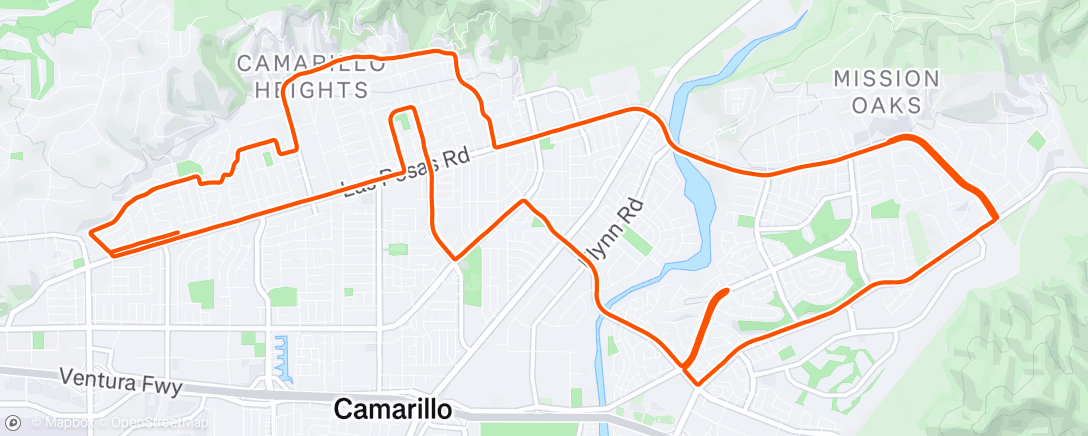 Map of the activity, Camarillo Loop