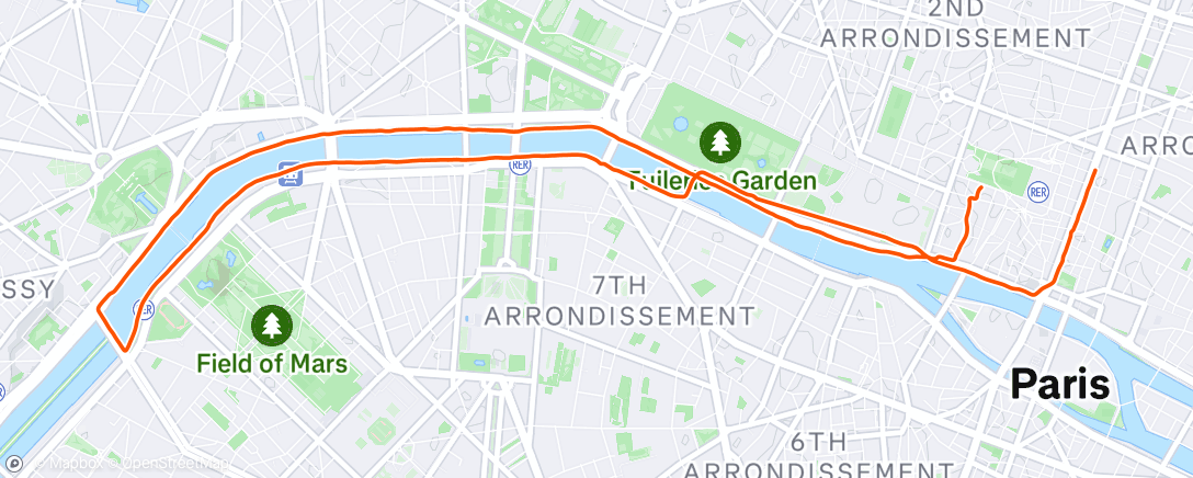 Map of the activity, Course à pied dans l'après-midi