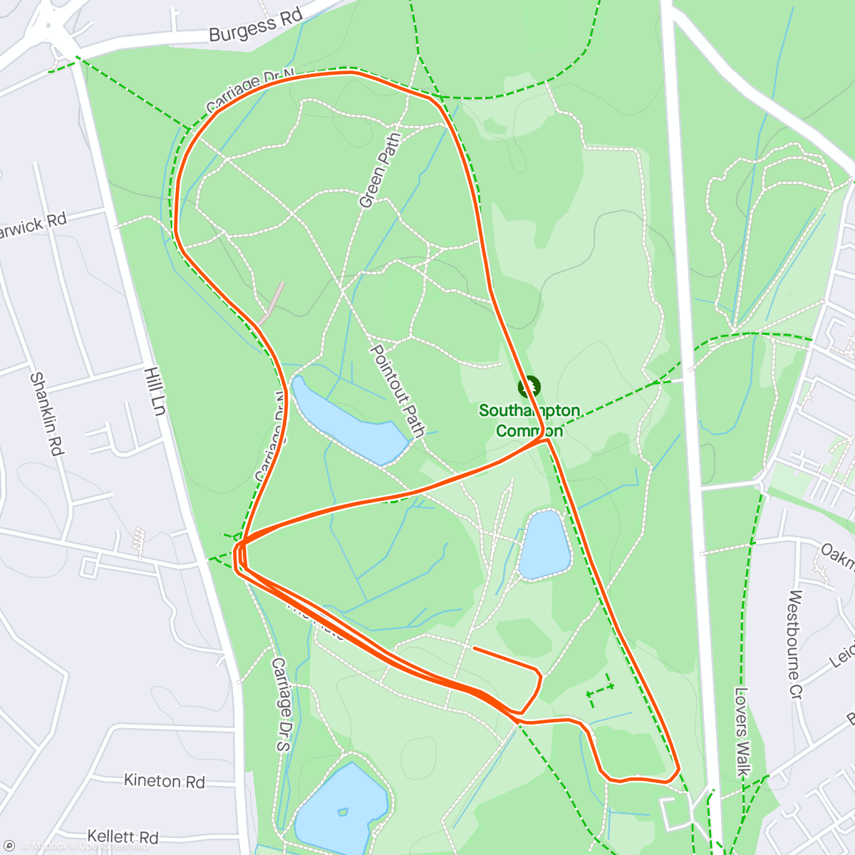 Map of the activity, Southampton parkrun #533