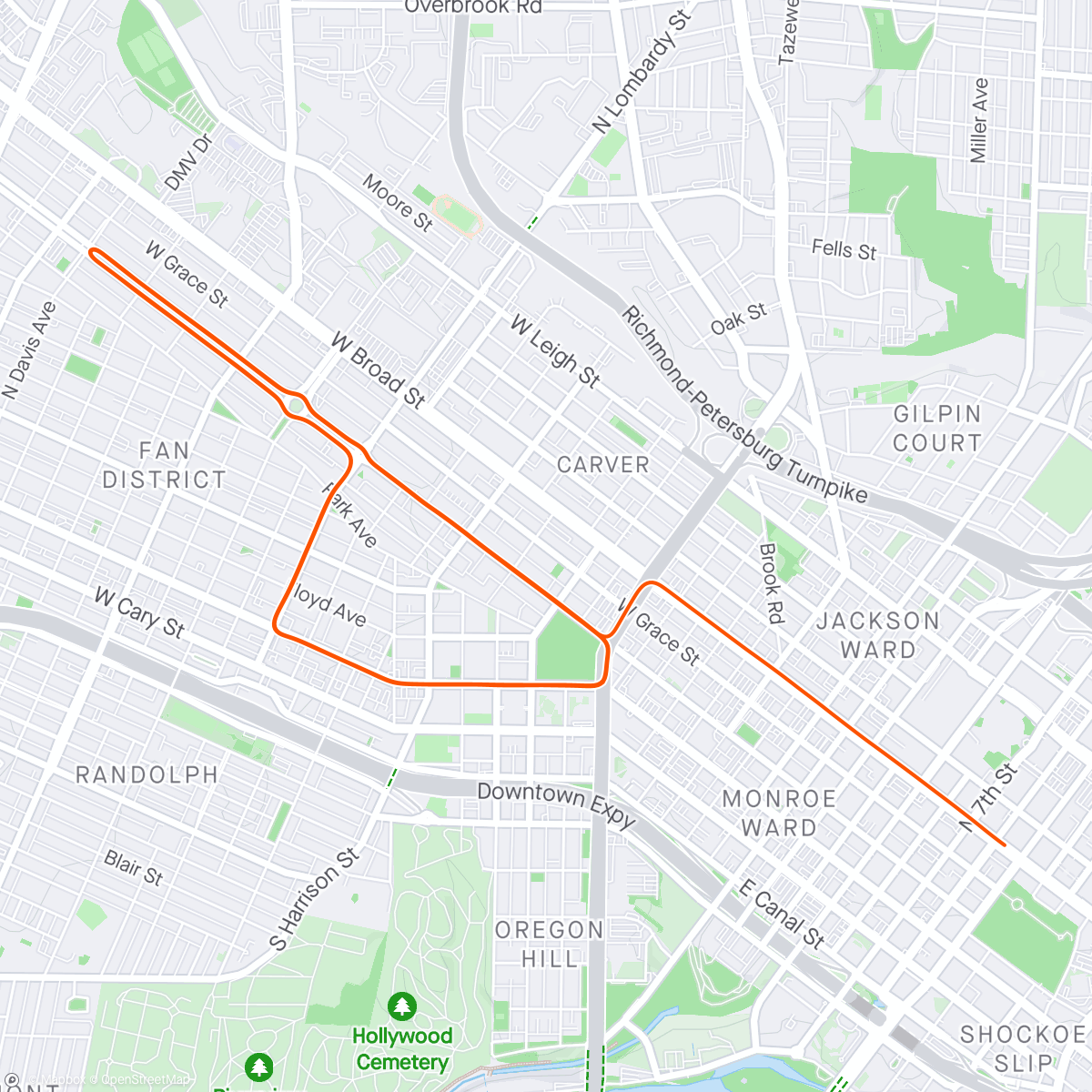 Mappa dell'attività Zwift - Group Ride: GXY HIGH LOOSEY GOOSEY [1.9-2.3WKG] CAT D (D) on Libby Hill After Party in Richmond