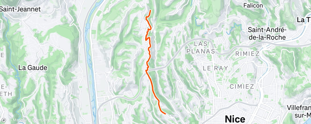 Map of the activity, Course à pied le midi