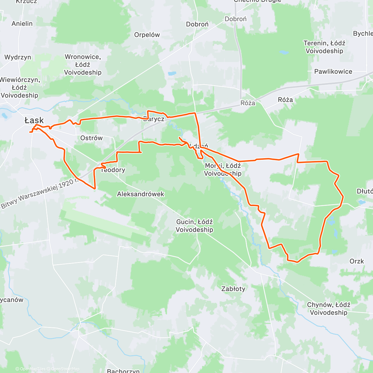 Map of the activity, Lunch Ride