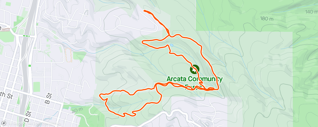 Map of the activity, Morning Run to the tune of pacific wrens, referee birds and an owl