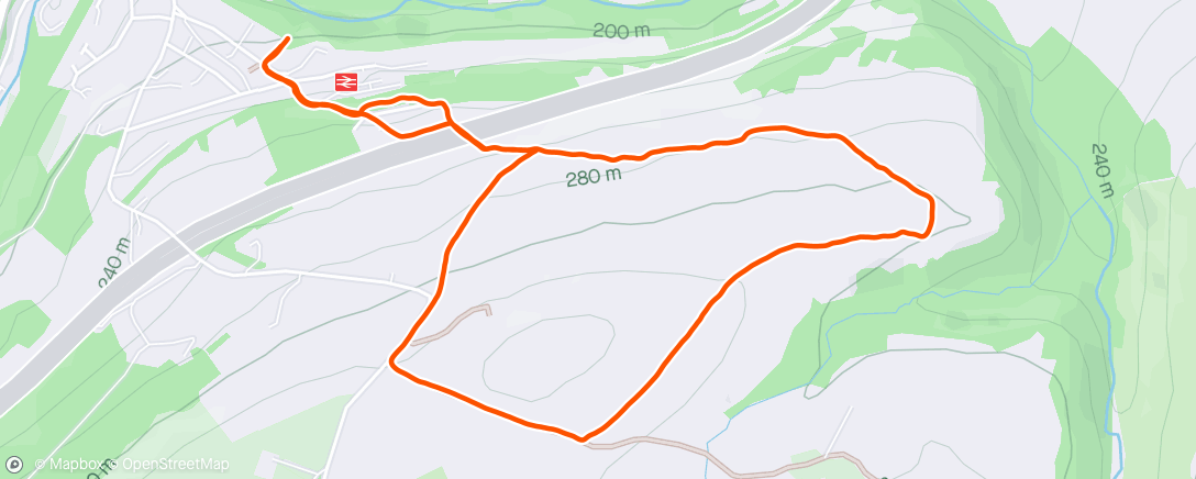 Map of the activity, Afternoon Run cut short by injury