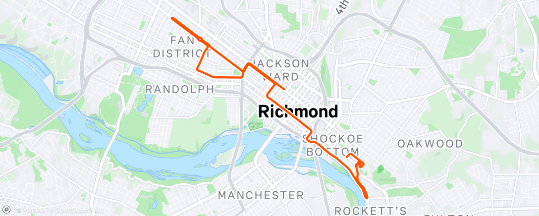 Carte de l'activité Zwift - Libby Hill After Party in Richmond