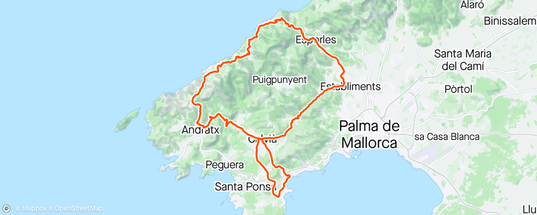 Map of the activity, "Coastal" Route through  Estellencs Mallorca