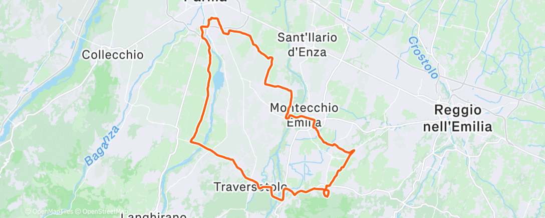 Map of the activity, Pedalata pomeridiana