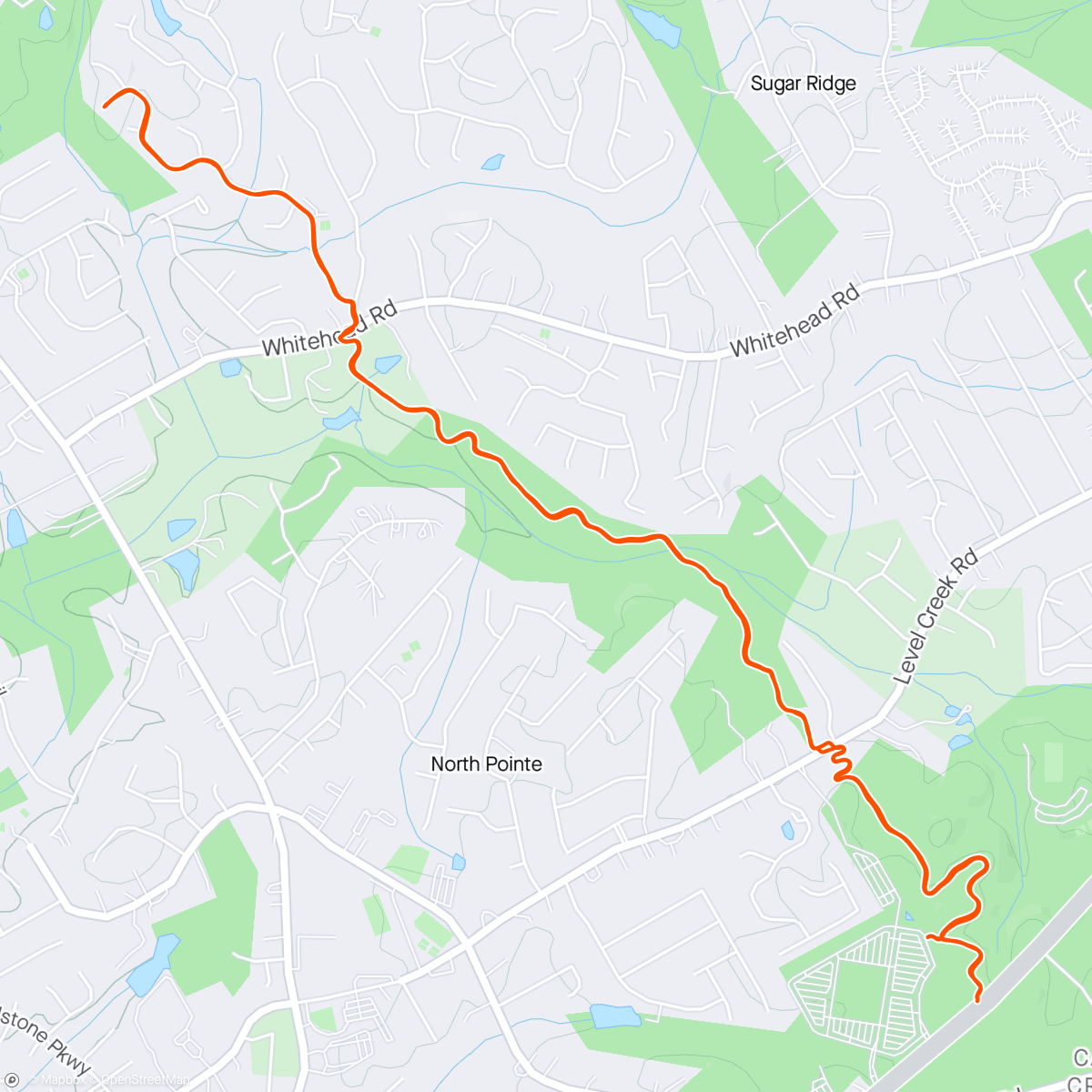 Map of the activity, Greenway easy run