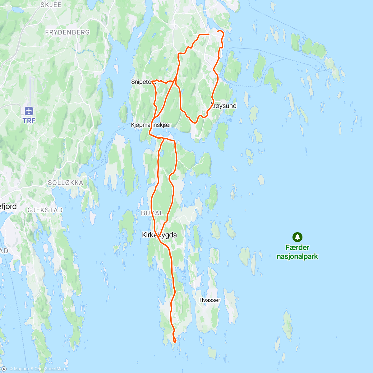 Map of the activity, T/R Verdens Ende