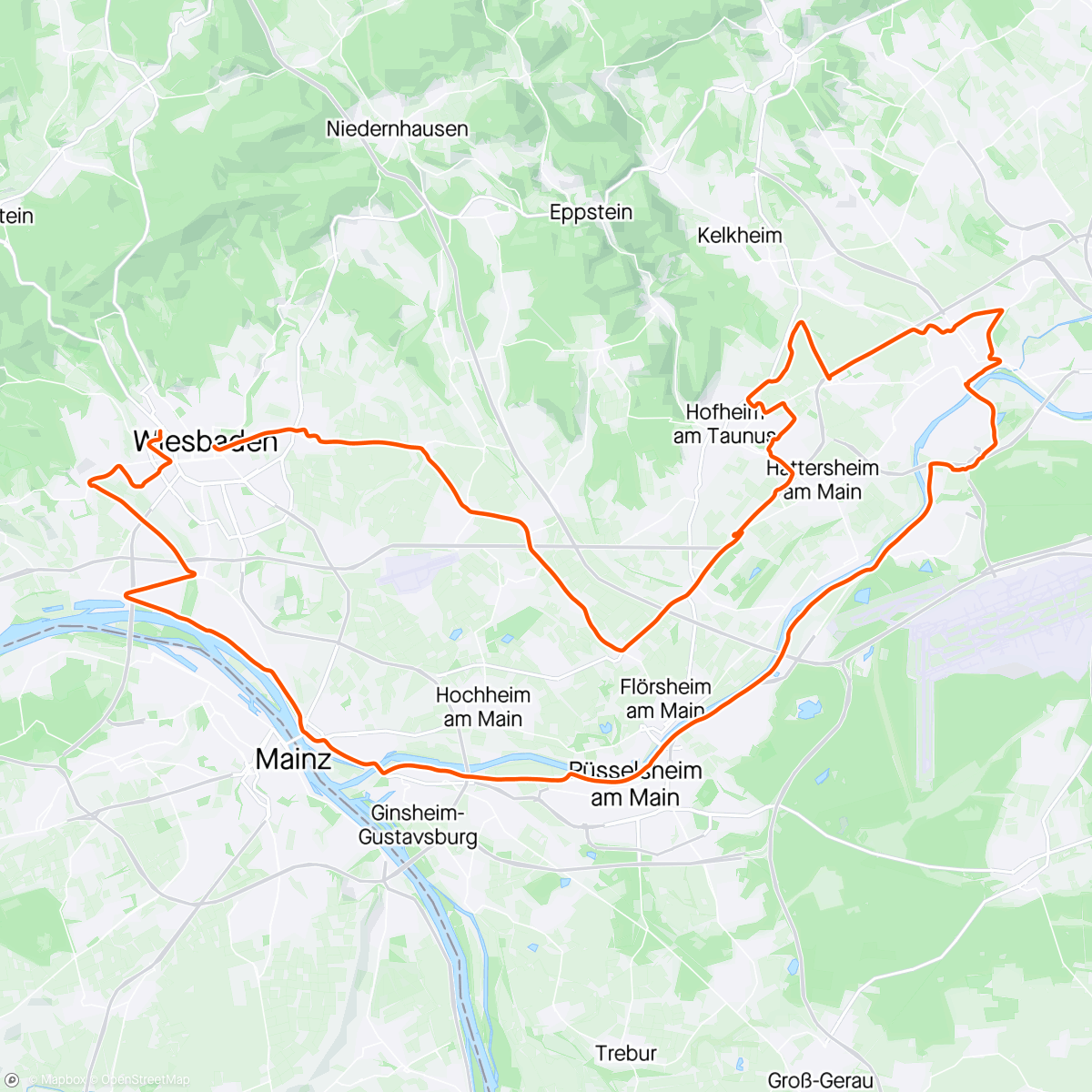 Map of the activity, Wiesbaden naßkalte Rennradrunde