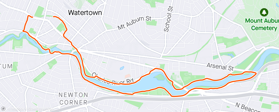 Map of the activity, Wednesday Intervals