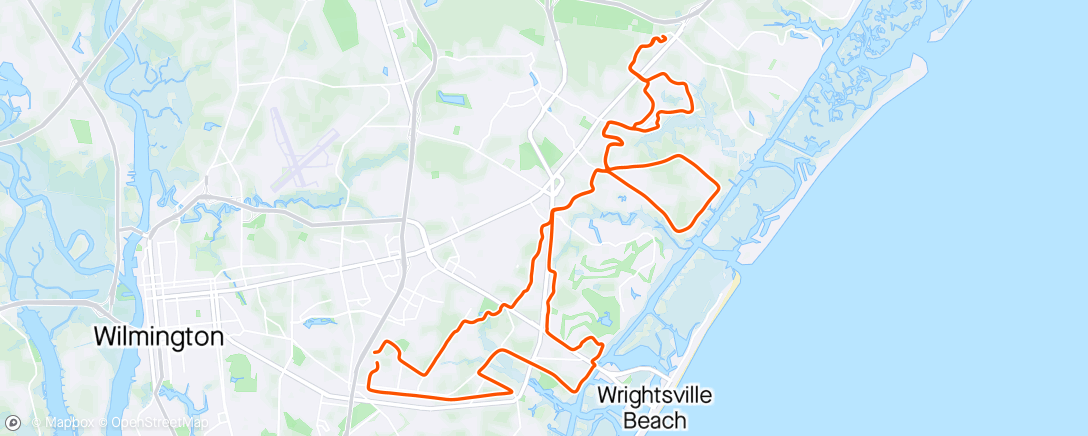 Map of the activity, UNCW loop to Porters Neck