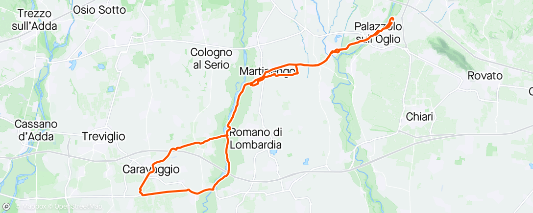 Map of the activity, Giro a Caravaggio per sentieri il ritorno no