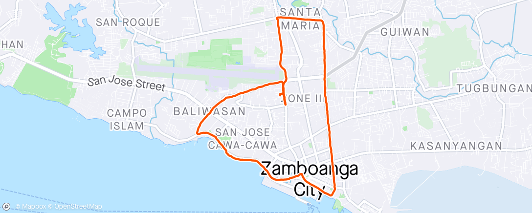 Map of the activity, Night run Zamboanga Runners club Philippines