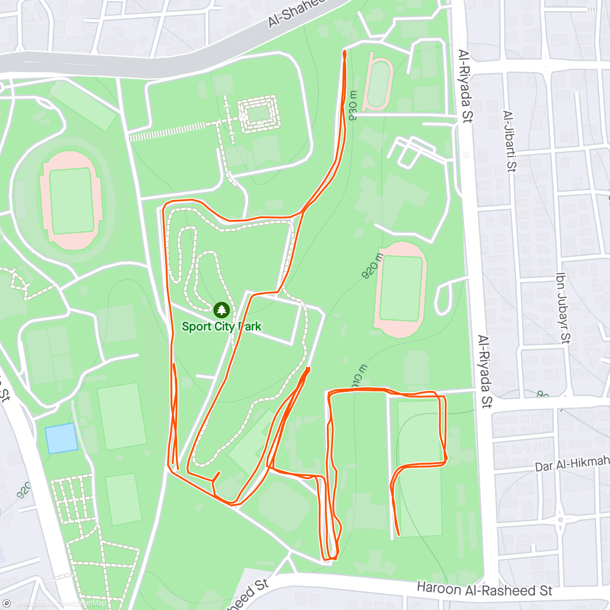 Map of the activity, Sprints Run