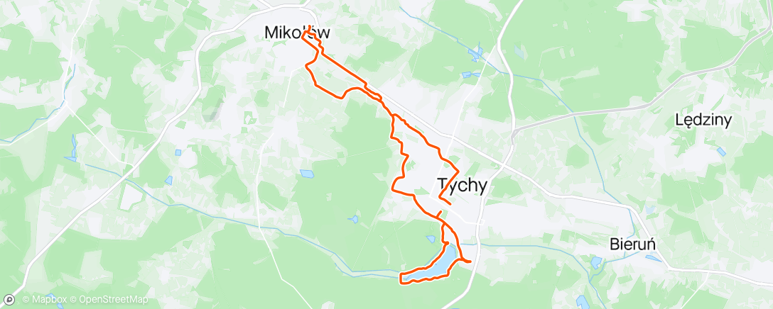 Map of the activity, Ride in Tychy on 14-4-2024