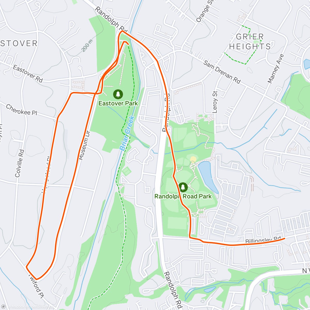 Map of the activity, Afternoon Run