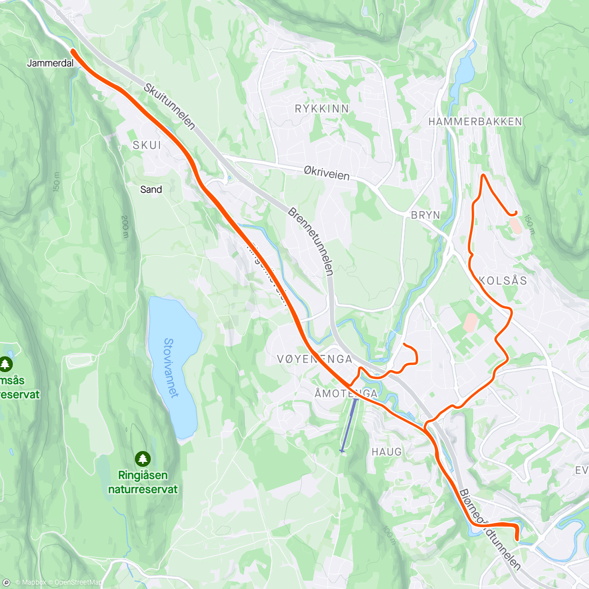 Map of the activity, Road bike
