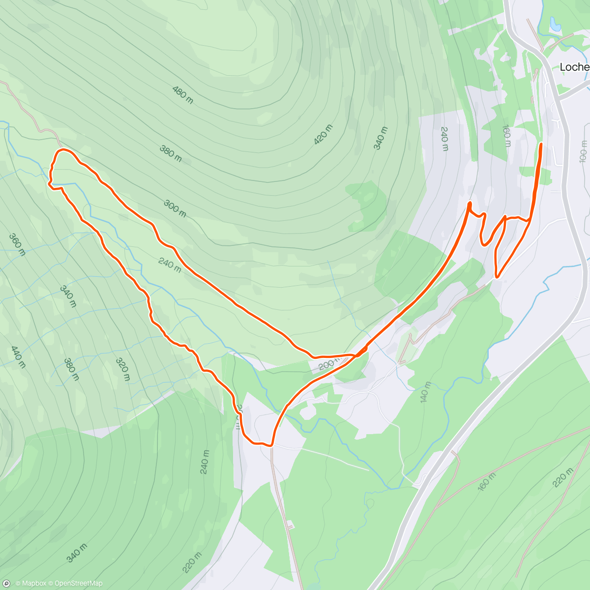 Map of the activity, Blue skies and wishing I could head up to some mountains ⛰️ The views were amazing and explored a boggy path up Glen Kendrum.