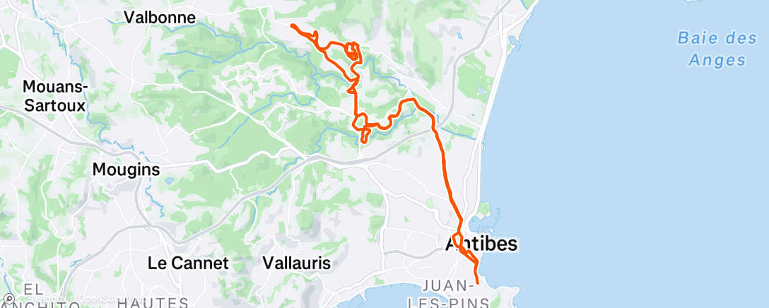 Map of the activity, Sortie vélo le matin