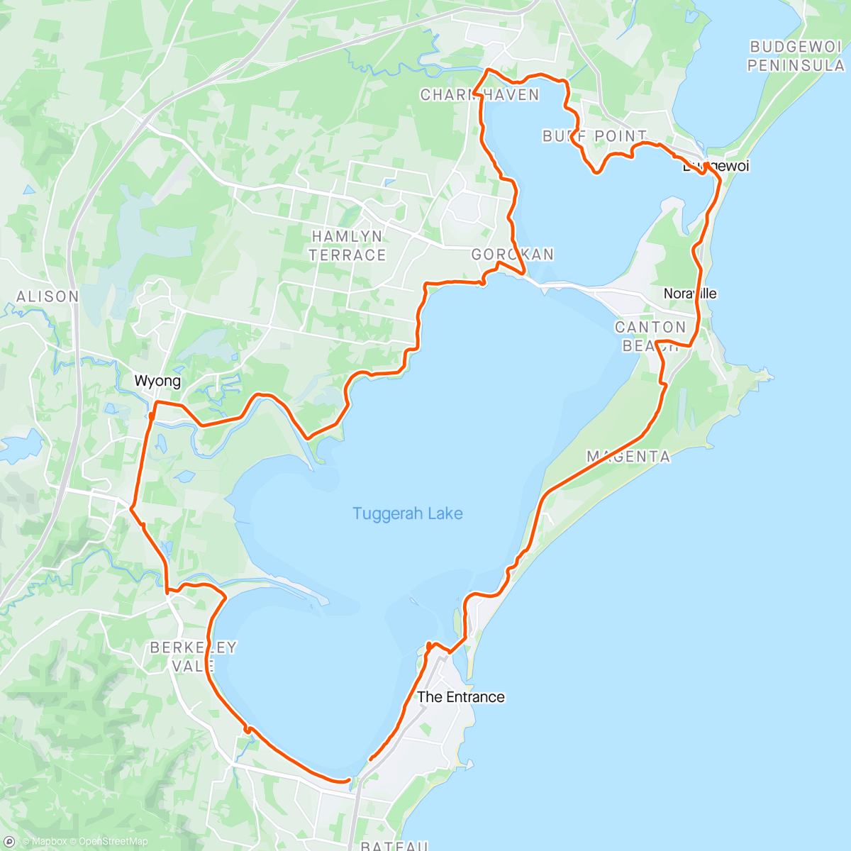 Map of the activity, Anzac Day special - loop around the lakes