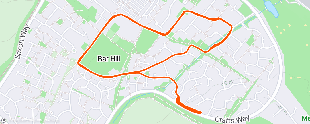 Map of the activity, 8x hill sprints