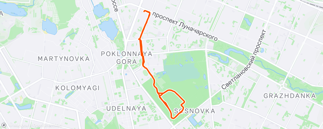 Map of the activity, Вечерний забег