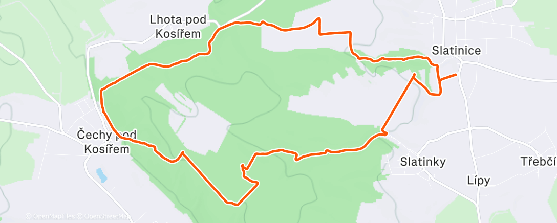 Карта физической активности (Ladermon running team trénink neděle, okruh na hanácký Mont Blanc (Velký Kosíř) a ještě dál.)