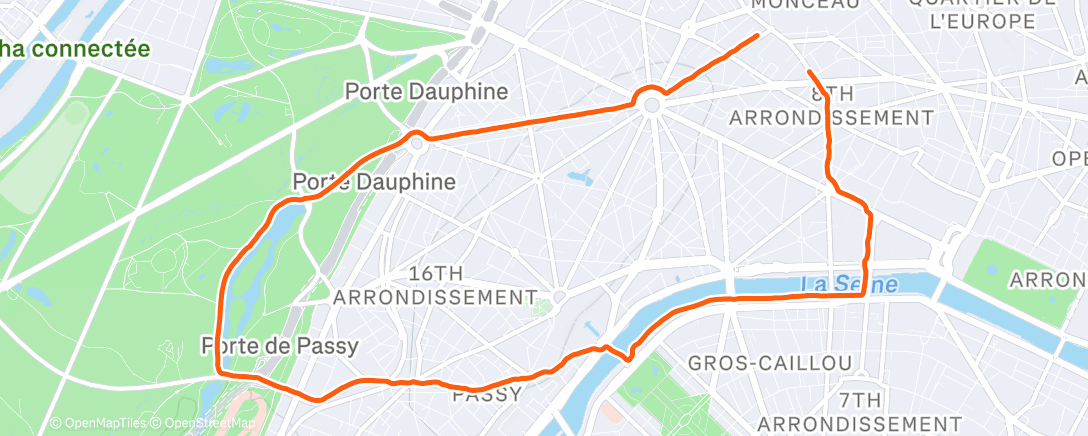 Map of the activity, Course à pied dans l'après-midi