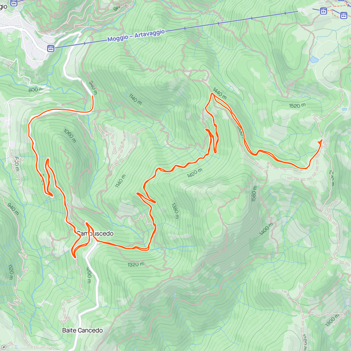 Mapa da atividade, Sessione di mountain biking pomeridiana