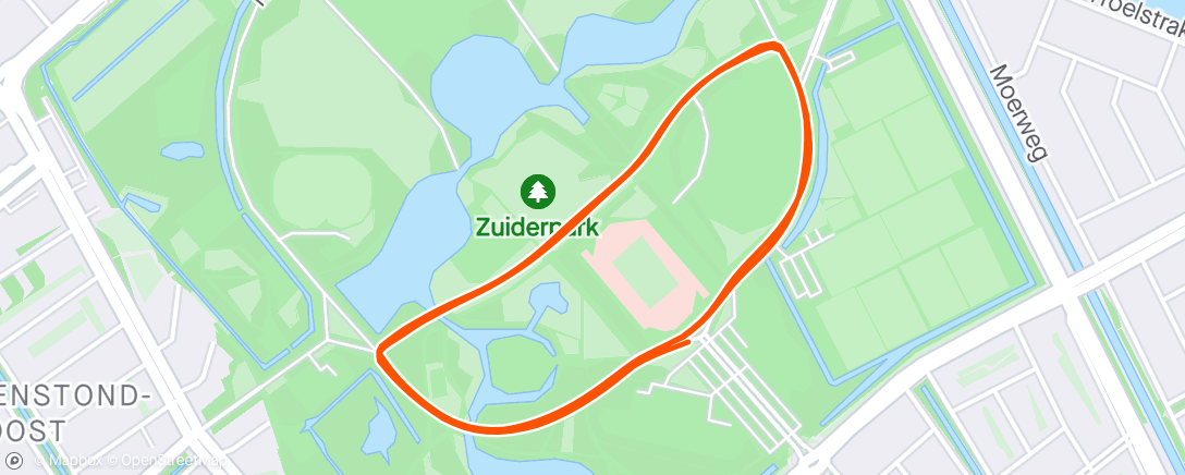 Map of the activity, Zuiderpark parkrun - rain, rain,rain!