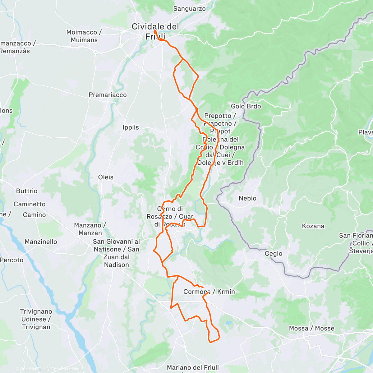 Map of the activity, Giro gravel senza gravel