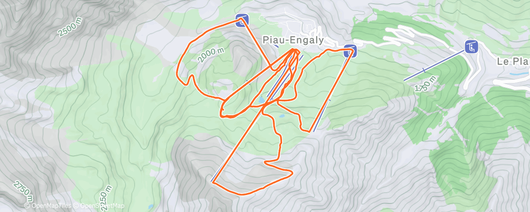 Карта физической активности (Esquí alpino a la hora del almuerzo)