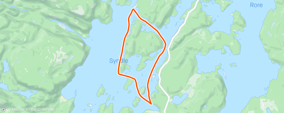 Map of the activity, Årets første padletur i Syndle