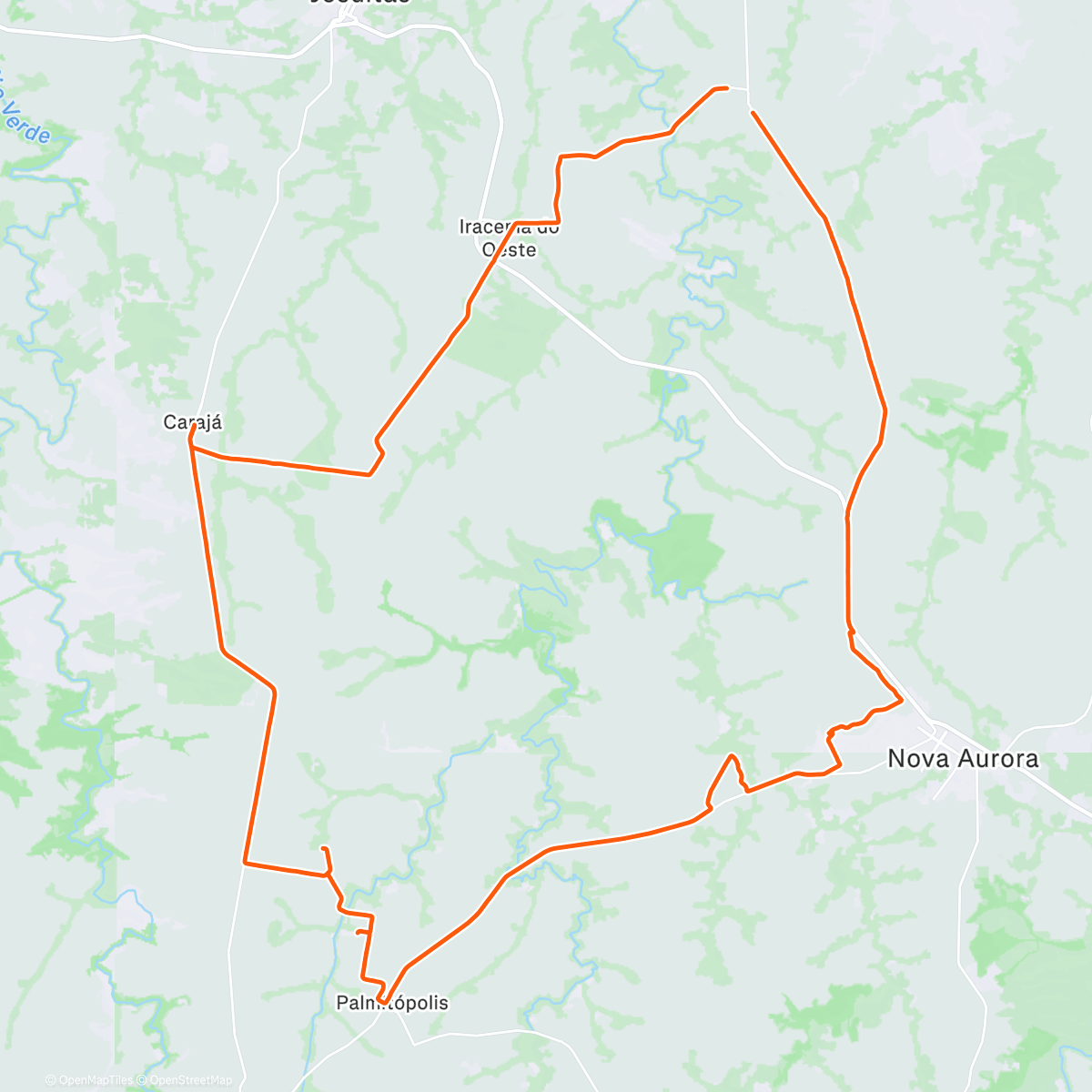 Map of the activity, #04# Após a chuva ainda deu pra fazer um treino bom 
Nova Aurora/Palmitopolis/Carajá/Iracema Do oeste !