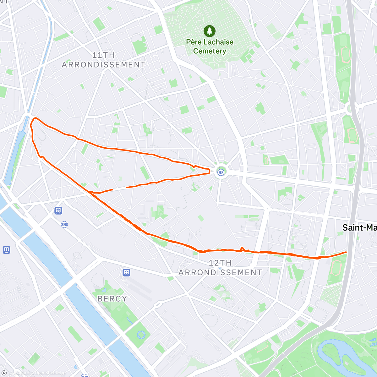 Map of the activity, Promenade Plantée loop 10 km