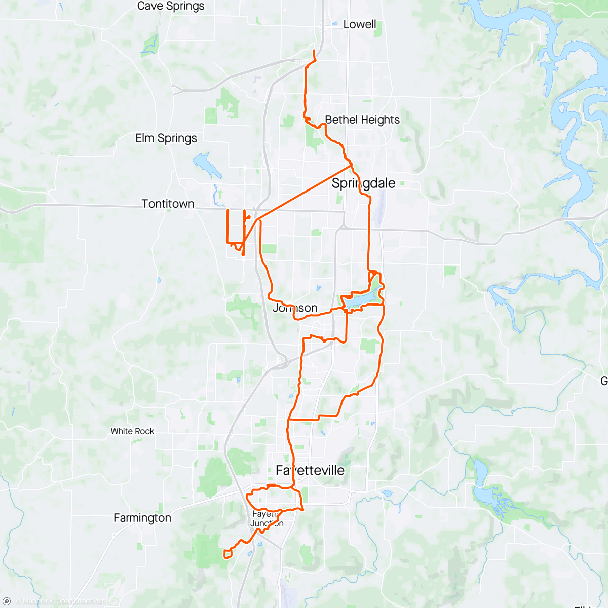 アクティビティ「Morning Ride - Springdale AR」の地図