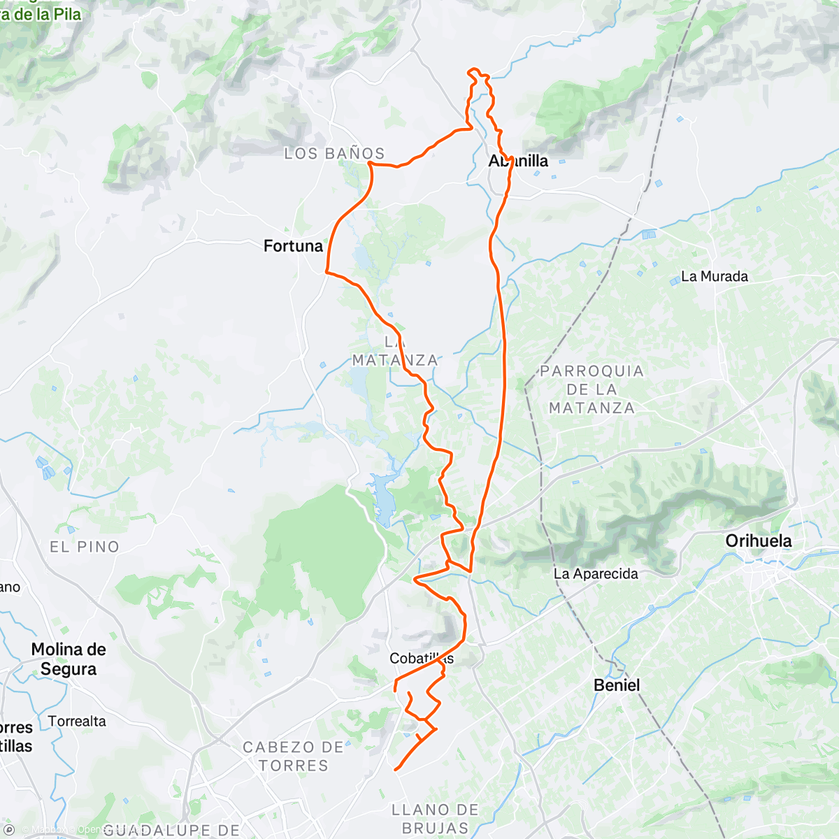 Map of the activity, Afternoon Ride